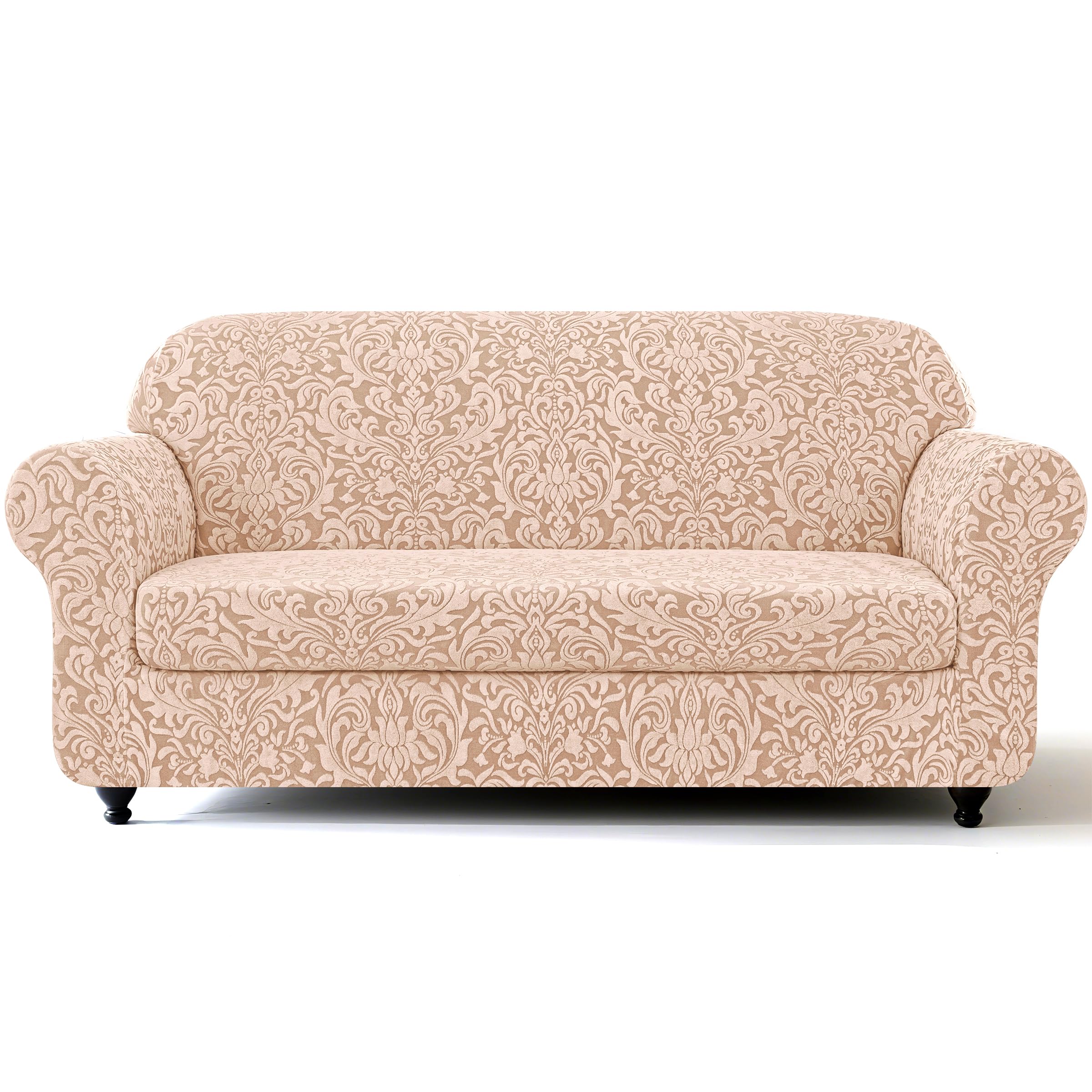 Photo 1 of ** VERY USED** SUBRTEX 2 Piece Couch Covers, Jacquard Damask 3 Seater Sofa Cover with Seat Cushion, Stretch Sofa Slipcovers Non Slip Furniture Protector for Dogs Pets (Large, Oatmeal)