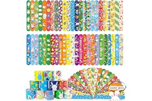 SUNPROUND 100Pcs Easter Slap Bracelets, Easter Basket Stuffers, Egg Fillers Gifts for Kids toddler boys, Easter Egg Hunt Event, Party Favors, Classroom Prizes, School Supplies