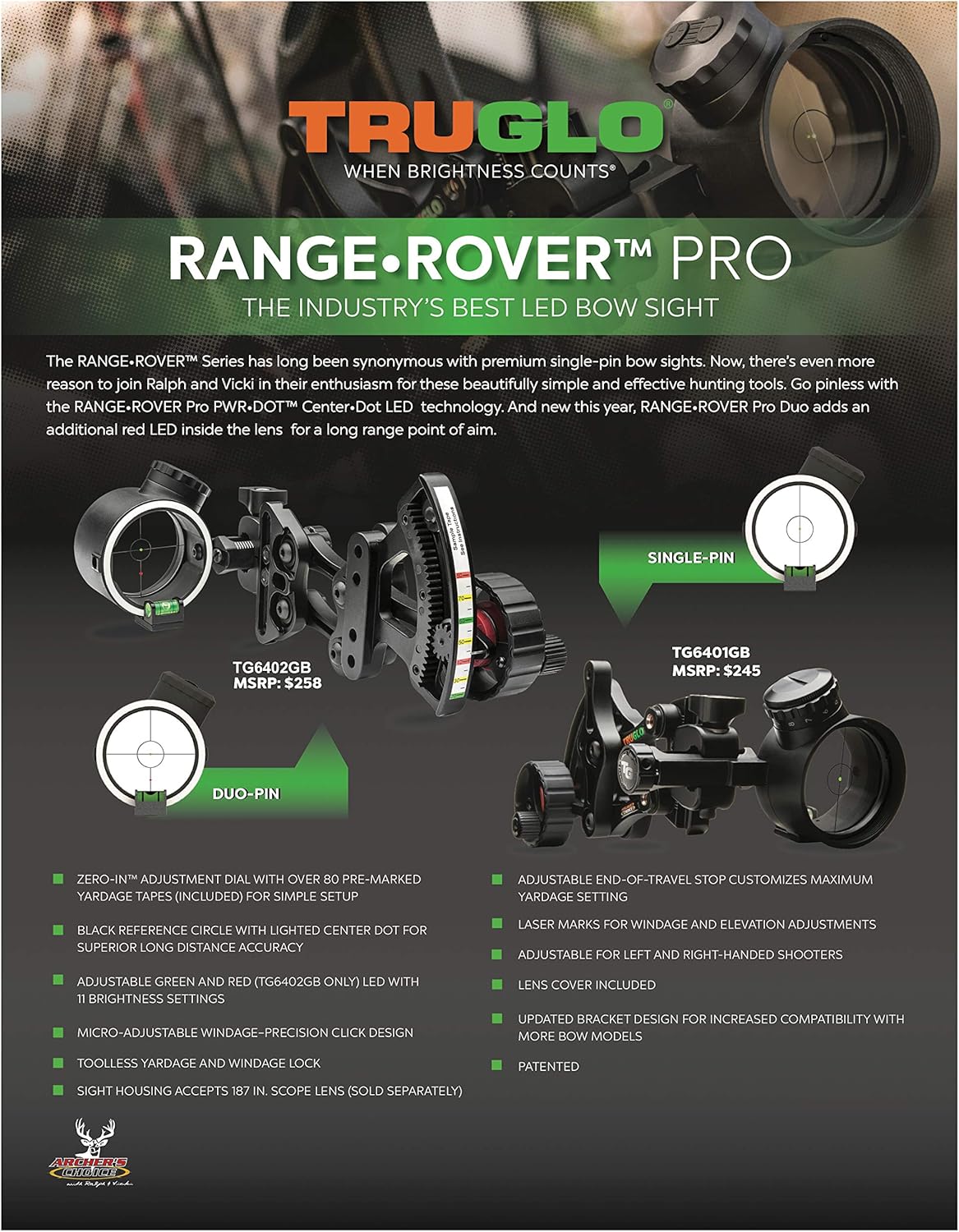 superior sporting goods on Truglo Archer S Choice Range Rover Pro 2 Dot Led Sight Black Right Hand Sporting Goods Sights Romeinformation It