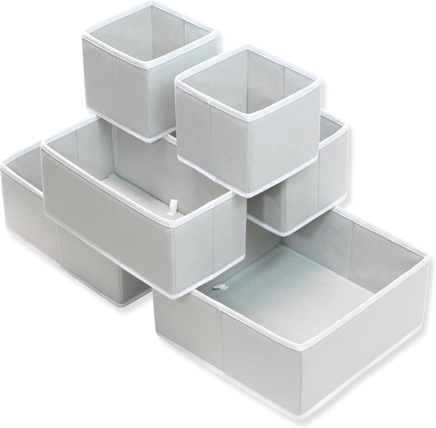 Simple Houseware Foldable Cloth Storage Box Closet Dresser Drawer Divider Organizer Basket Bins for Underwear Bras, Gray (Set of 6): Home & Kitchen