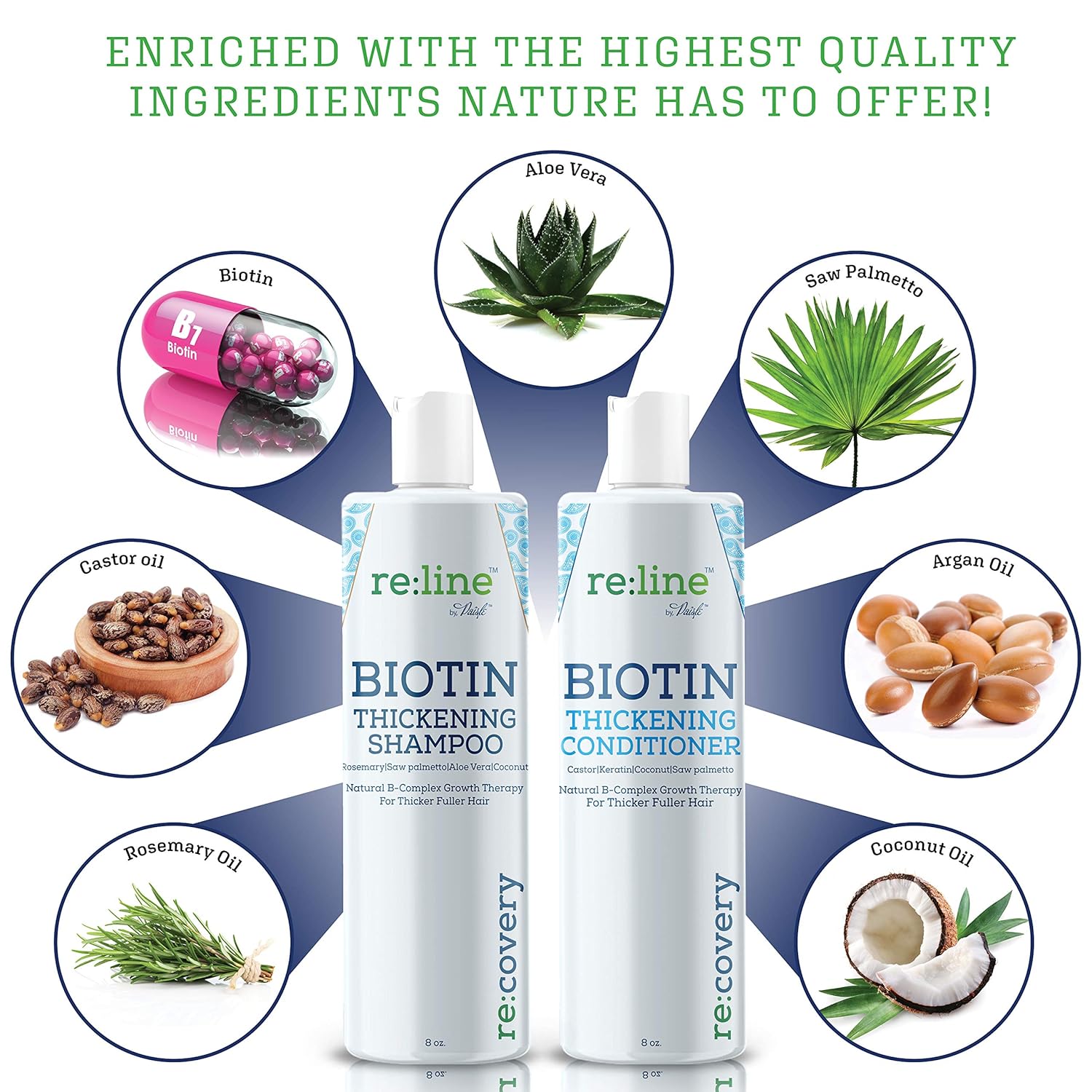 Biotin Shampoo and Conditioner for Thinning Hair Growth Thickening Shampoo for Hair Loss Treatment NATURAL Sulfate Free for Color Treated Hair Regrowth Treatment for Men and Women: Beauty