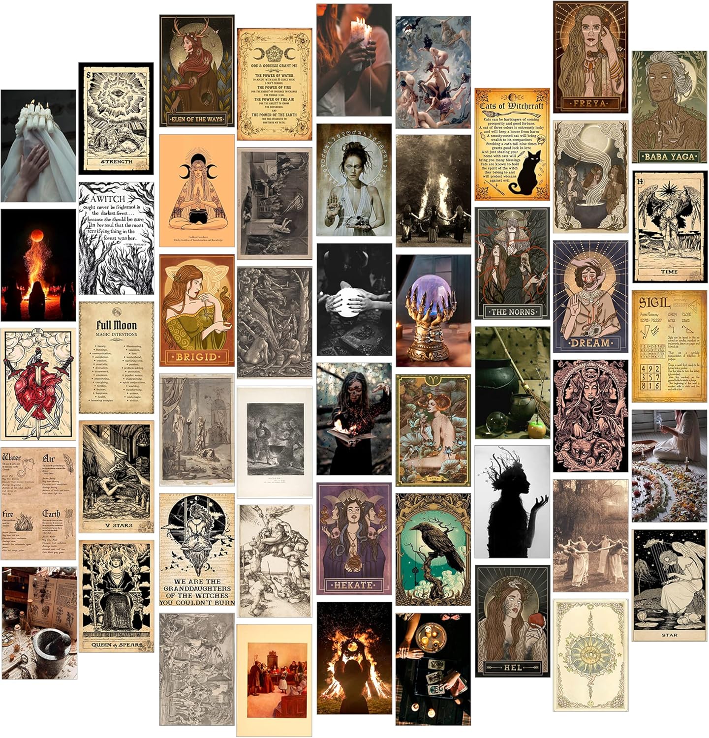 Wall Décor - Witchy Room Decor, Aesthetic Witch Decor, Gothic Home Decor Aesthetic, 50pcs Vintage Posters for Witch Room Decor, Gothic Wall Decor Aesthetic Wall Collage Kit, Gothic Room Decor for Witch Gifts (Witchy)