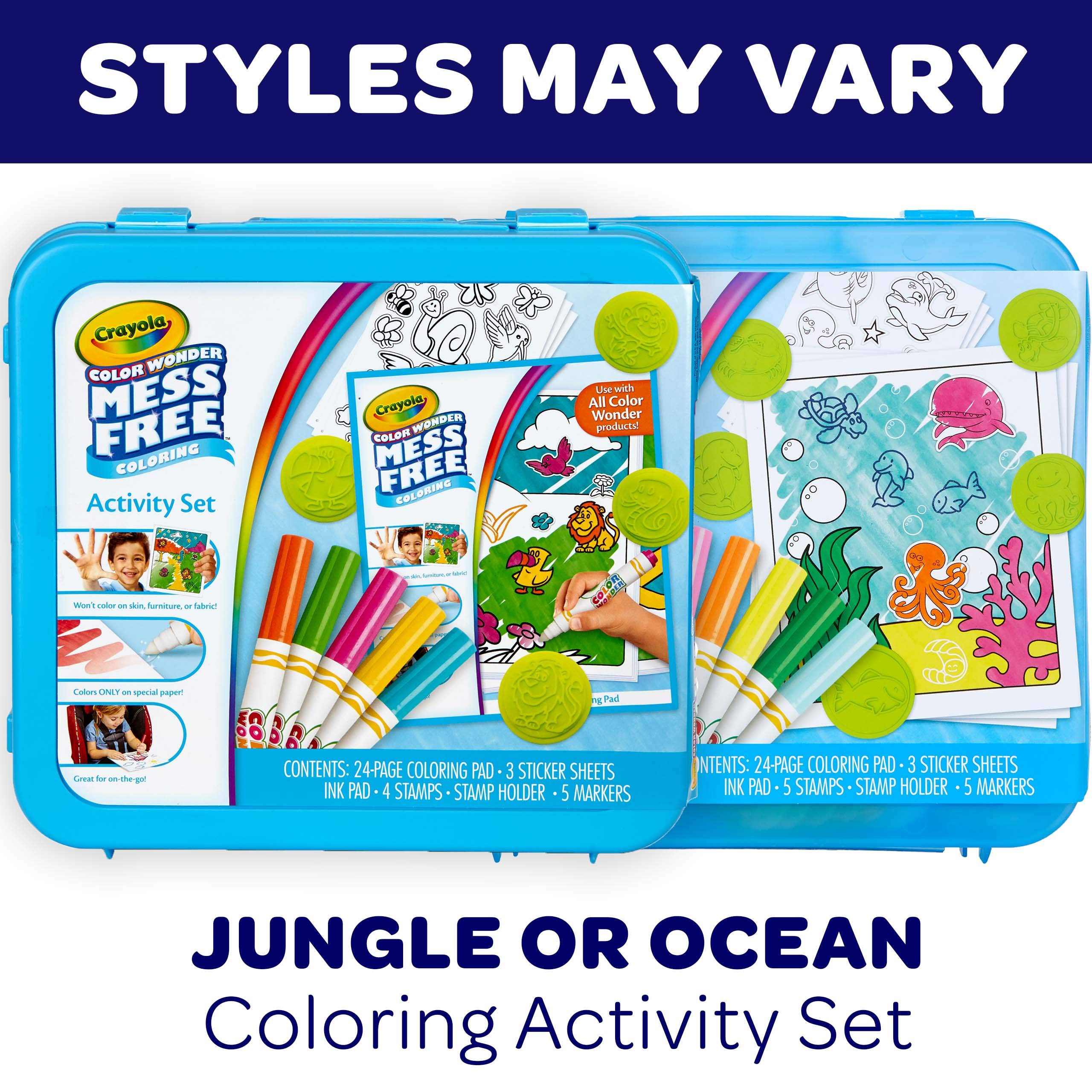Crayola Color Wonder Mess Free Coloring Activity Set (30+ Pcs), Holiday & Christmas Gift for Toddlers, Travel Art Kit with Markers, Stamps, and Stickers, Ages 3+