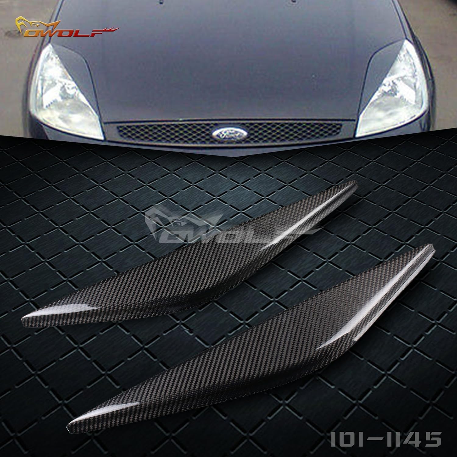 for Ford Fiesta MK6 Prefacelift CarbonFiber Eyebrow Eyelid Headlight