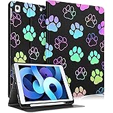 Uppuppy for iPad 9th/8th/7th Generation Case 10.2 Inch Girls Cute Kids Women Folio Smart Cover with Pencil Holder Paw Print Cool Design Funny Kawaii Teens Cases for iPad 7/8/9 Gen A2602 A2270 A2197