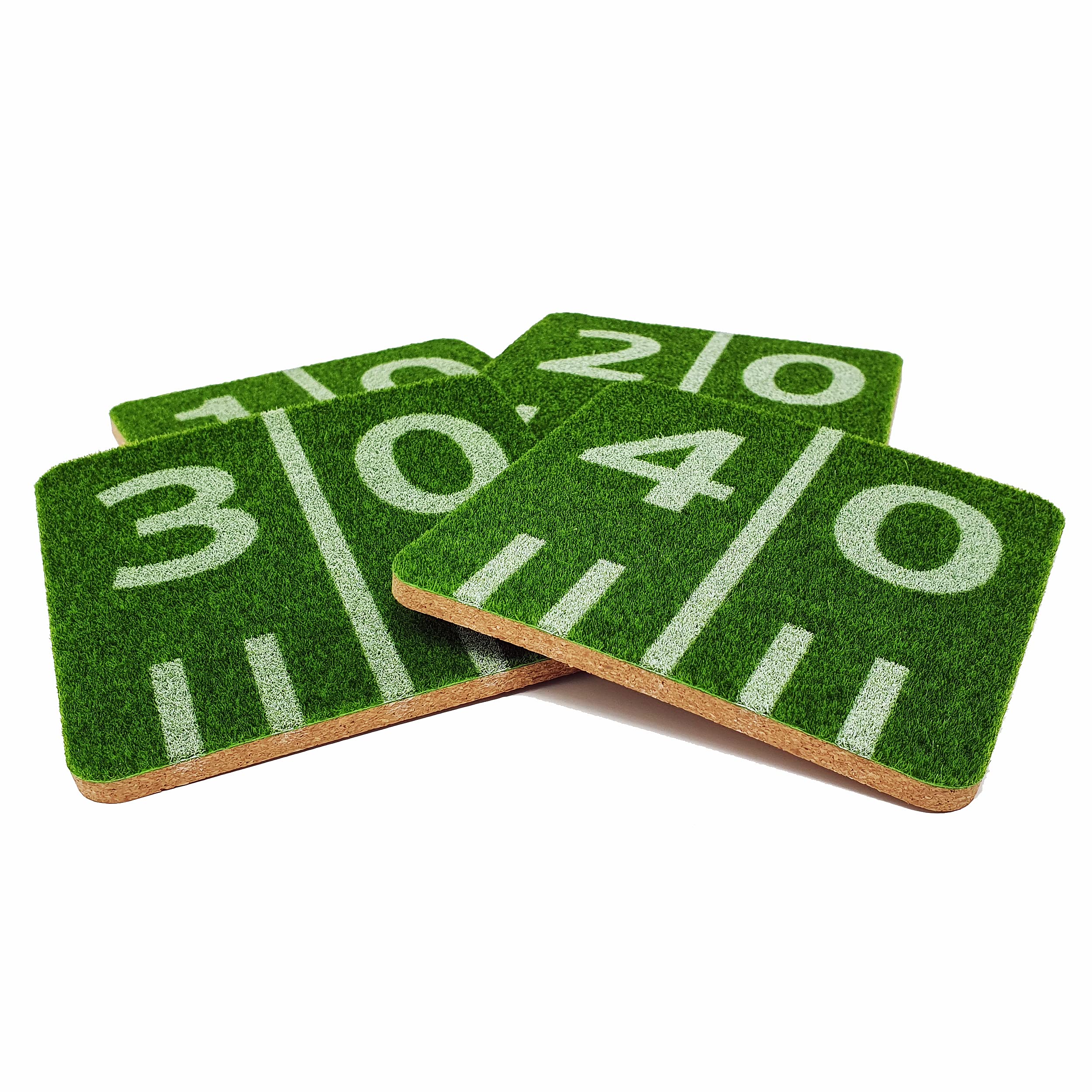 40YARDS American football coasters in grass playing field design (4 pieces)
