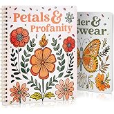 Beautiful Coloring Book Set of 2 for Adult Relaxation with Floral Designs | Funny Coloring Books with a Lot of Laughs - The Perfect Stress Relieving Gift for Women and Friends
