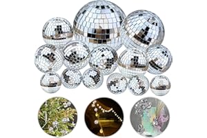 HAVAGDTM 14 PCS 1.18inch 1.57inch 1.97inch 2.36inch Disco Ball Cake Decoration Ornaments Reflective Mirror Ball Cake Decoration 70s Disco Themed Party Christmas Tree Decoration