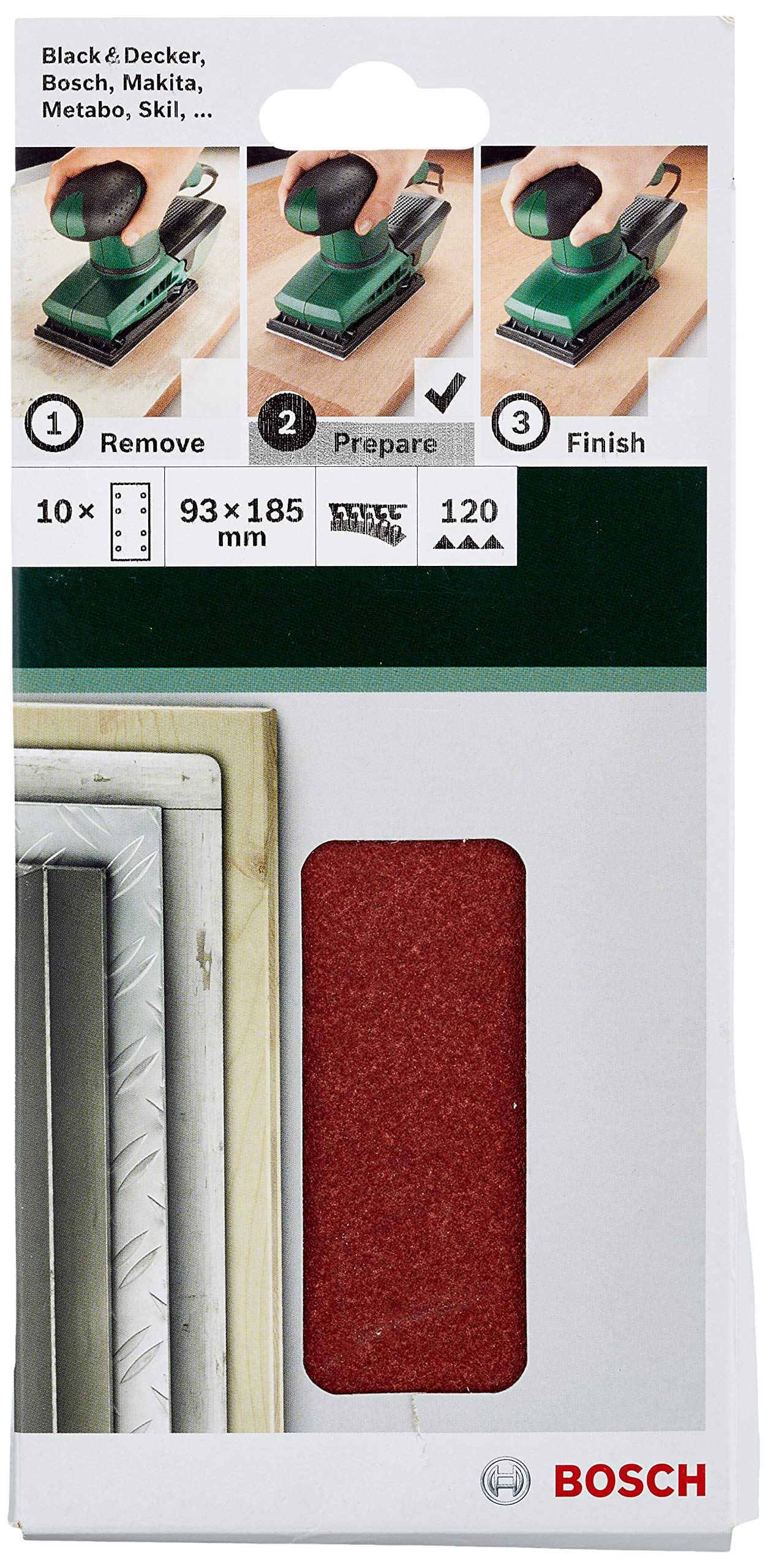 Bosch 2609256A83 Sanding Sheet Set for Orbital Sanders (10-Piece)