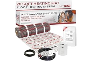 LuxHeat 20 Sqft Mat Kit (120v) Electric Radiant Floor heating System for Tile & Laminate. Underfloor Heating Kit Includes Heat Mat, Alarm & UWG4 OJ Microline WiFi Programmable Thermostat w/GFCI