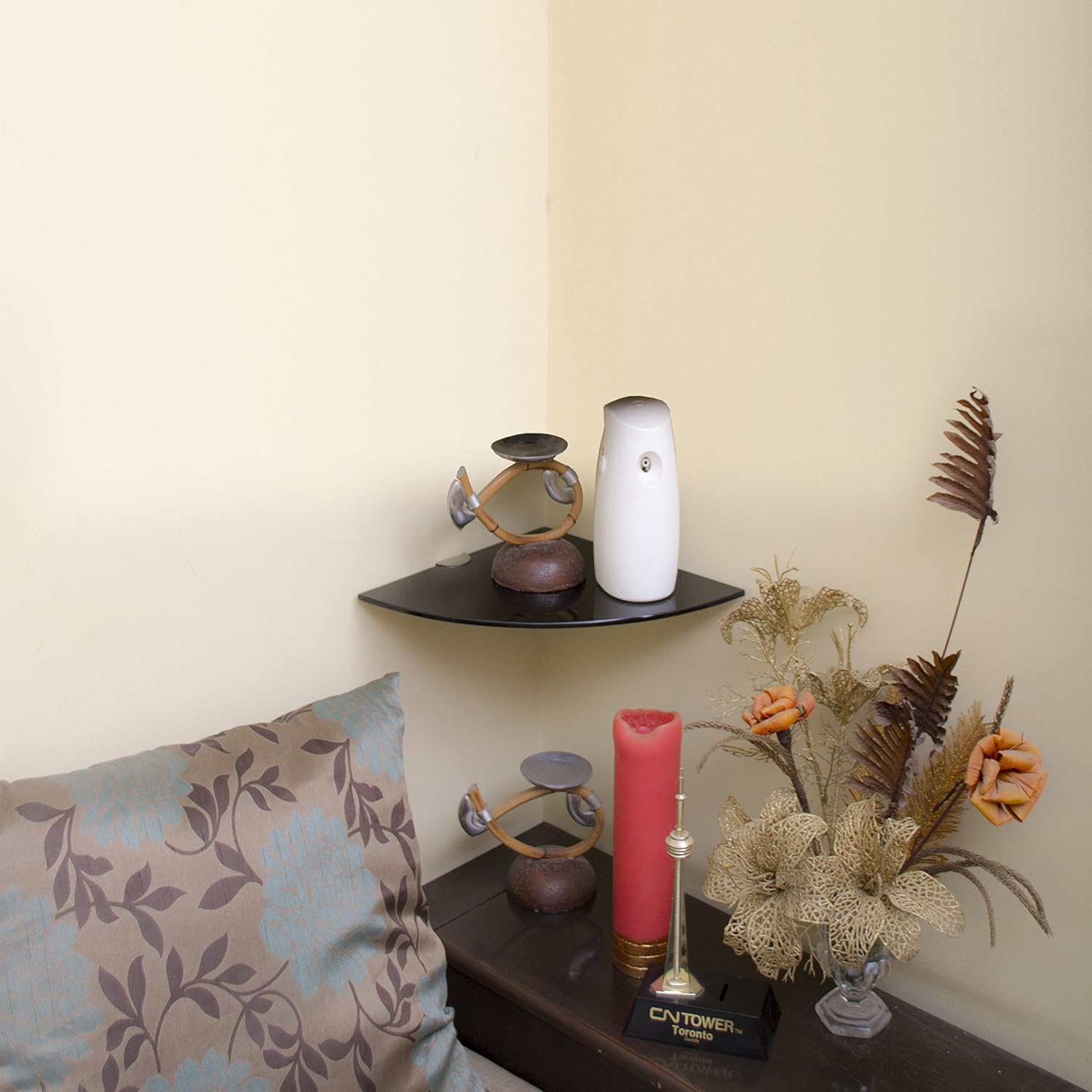 Klaxon Decor Corner Glass Shelf Wall Shelf 9 9 Black Amazon