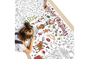 WPROICHD Christmas Giant Coloring Poster/Tablecloth - Christmas Crafts for Kids - 30 x 72 Inches Jumbo Coloring Banner Kids Games Gifts Activities Decor Party Favors | Merch for Girls