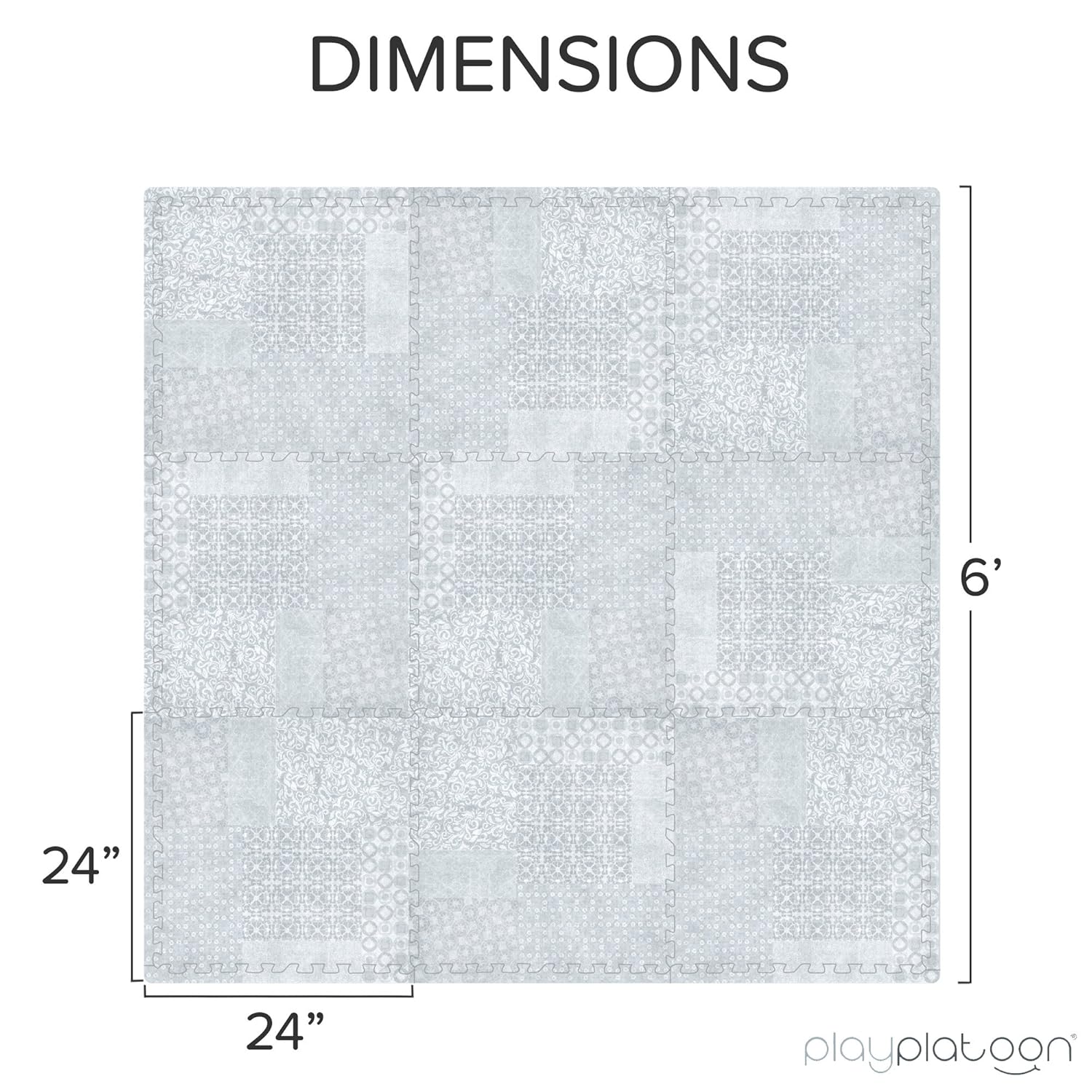 Non-Toxic Extra-Thick 9 Piece Childrens Play Mat - 72 x 72 inch Comfortable Cushiony Foam Floor Puzzle Mat for Kids & Toddlers with 24 x 24 inch Tiles: Toys & Games