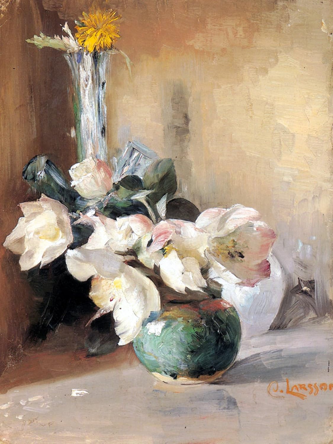 Still life roses vase by C. Larsson Tile Mural Kitchen Wall Backsplash Ceramic