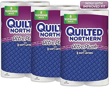 Quilted Northern Ultra Plush Toilet Paper, 24 Supreme (92+ Regular) Bath Tissue Rolls