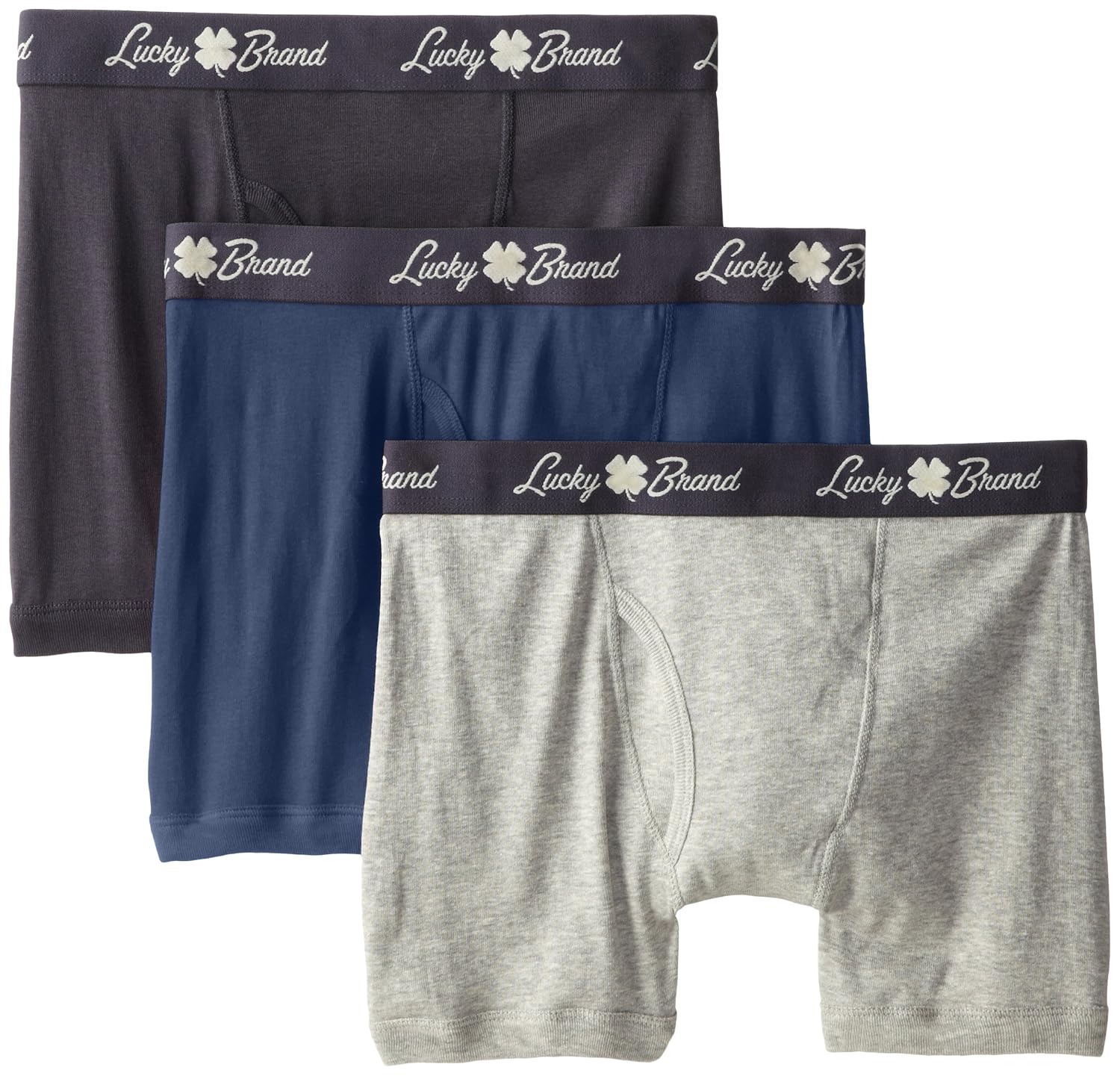 Buy Lucky Brand Men's 3Pack Solid Boxer Briefs, India Ink/Heather Grey