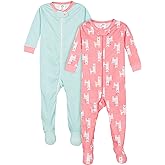 Gerber Baby Girls 2-Pack Footed Pajamas, Llama Pink, 6 Months