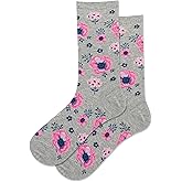 Hot Sox Women's Poppy Floral Crew Socks 1 Pair, Grey Heather, Women's 9-11 Shoe