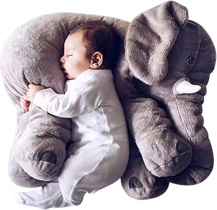 Skylofts Soft Stuffed Animal Elephant Short Plush Doll Cotton Cushion Pillow Cover Toy (Grey)