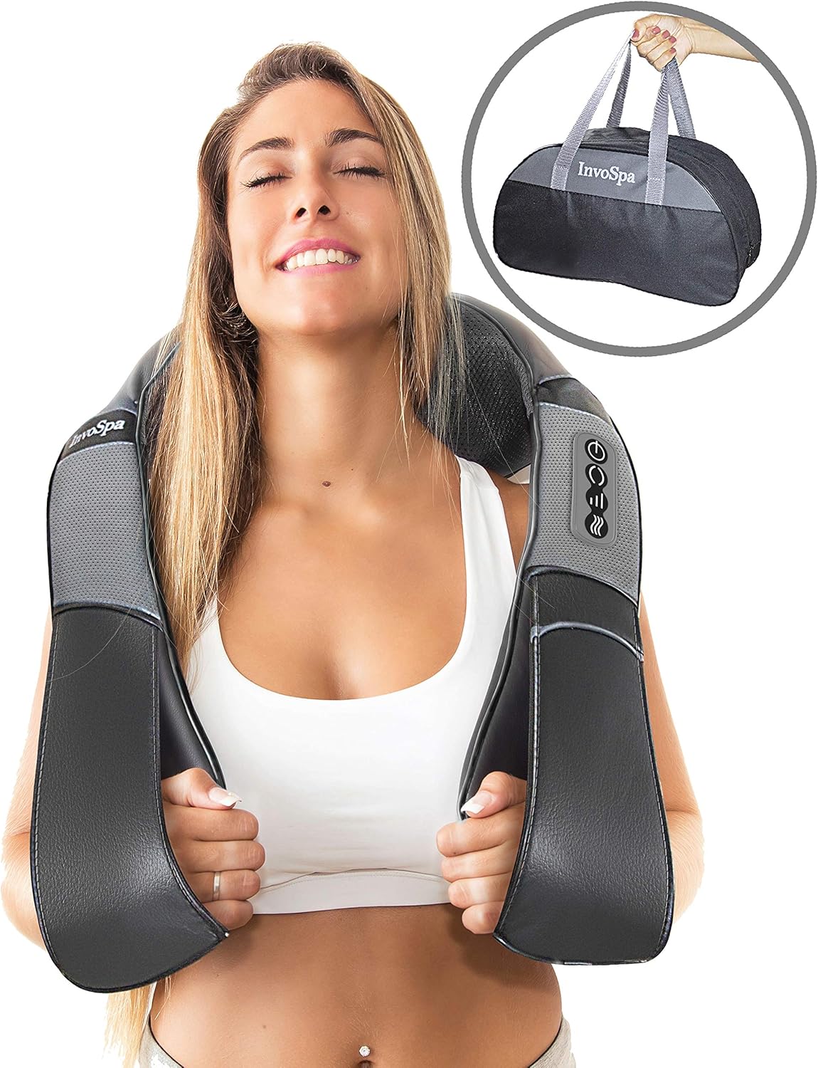 Shiatsu Back Shoulder and Neck Massager with Heat - Deep Tissue Kneading Back Massager for Neck, Shoulders, Foot, Legs - Electric Full Body Pillow Massage - Perfect Gift: Health & Personal Care
