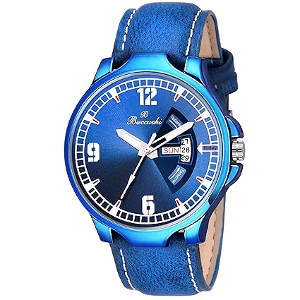Analogue Blue Round Date Dial Watch for Men (B-G5049-BL-BL)