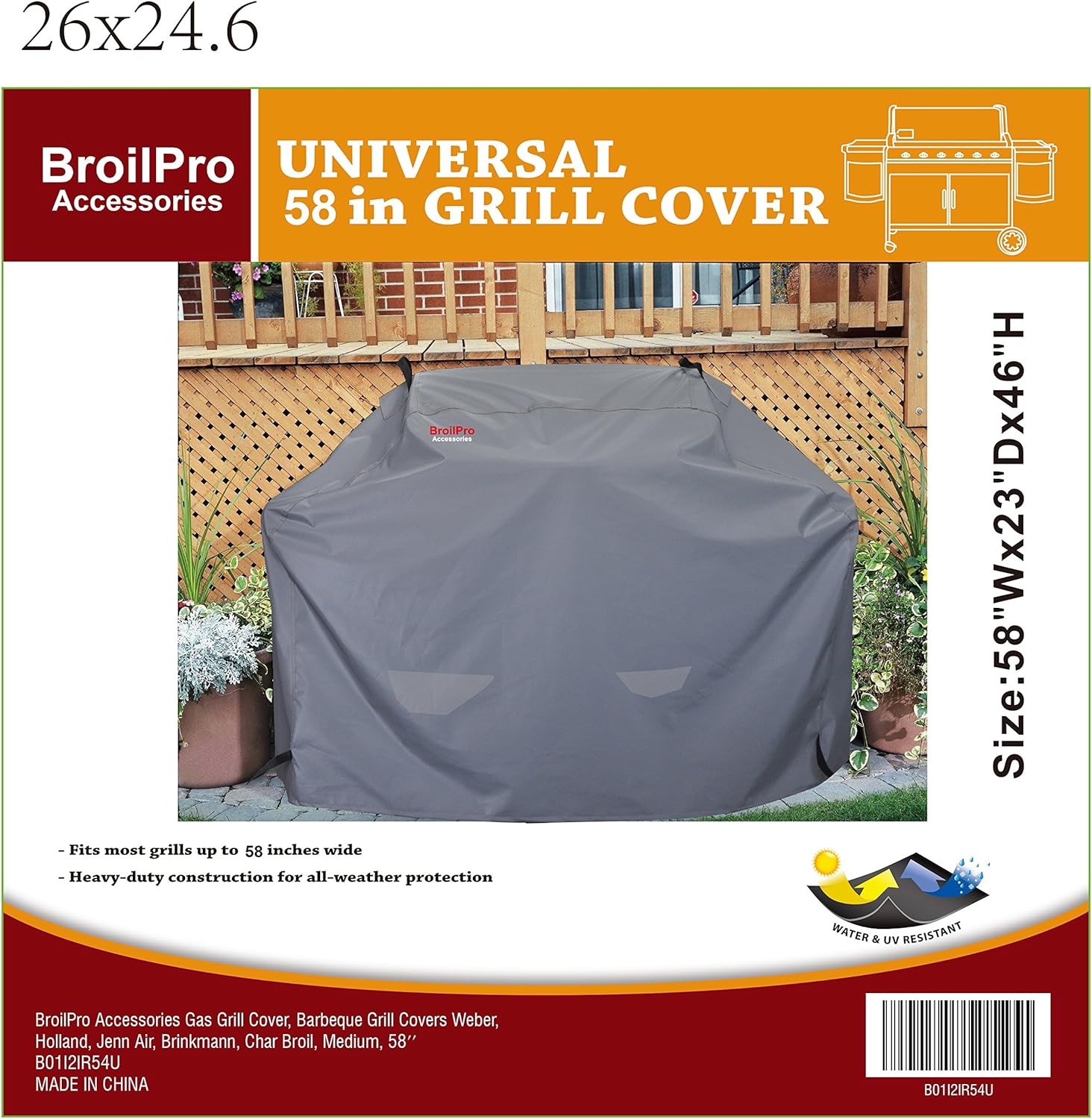 BroilPro Accessories Gas Grill Cover, Barbeque Grill Covers Weber, Holland, Jenn Air, Brinkman, Char Broil, Medium : Garden & Outdoor