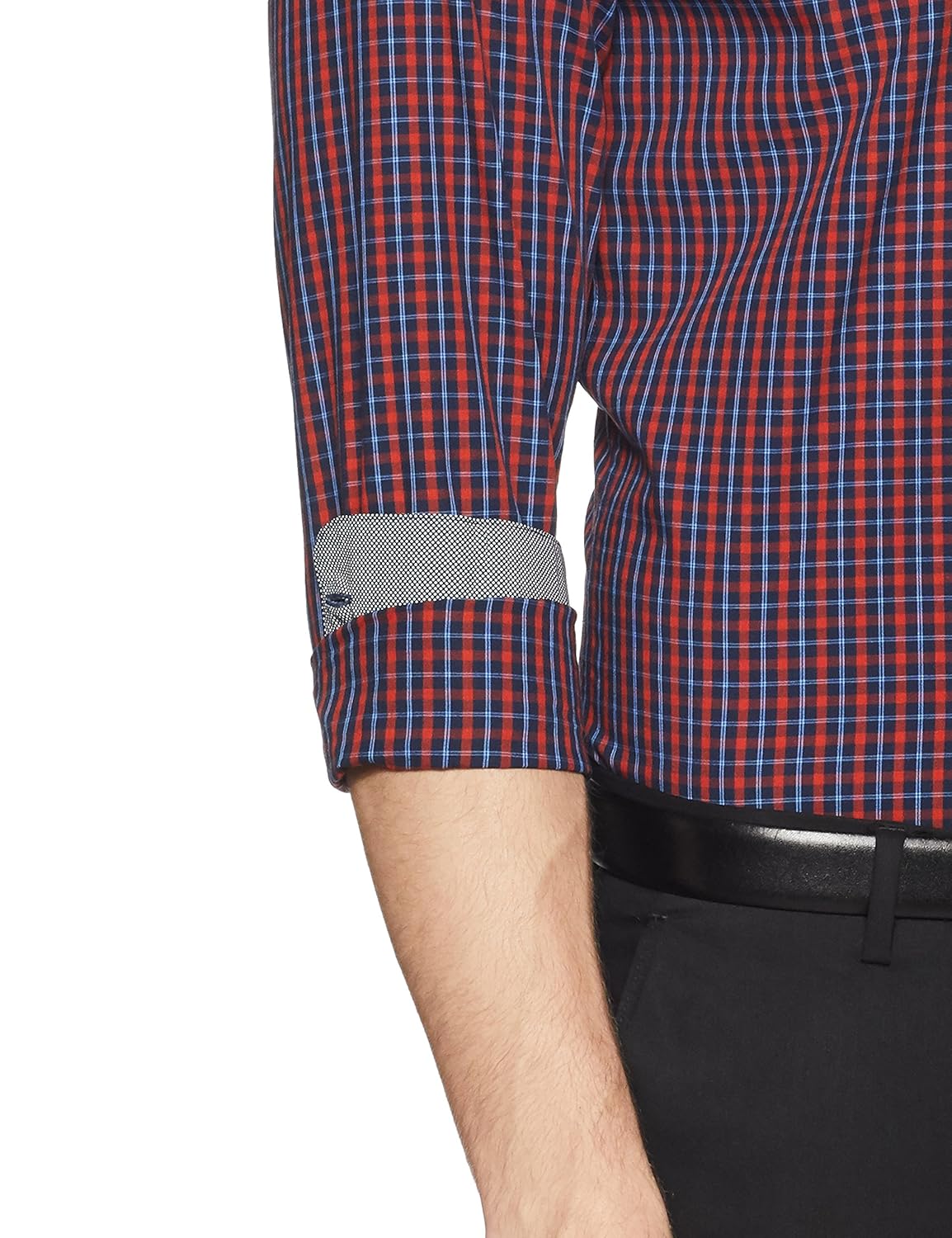 peter england men's checkered slim fit formal shirt