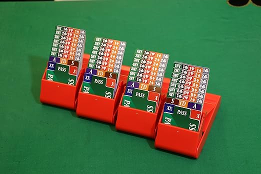 Bridge Bidding Boxes - Set of 4 High Famous LION Quality Plastic Cards Durable Carrying Case Washable Easy to Stack, Store and Transport Long Lasting Anti Slip Legs Available in Vivid Red Color