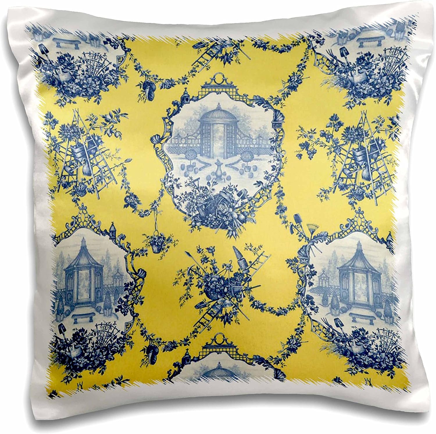 Amazon Com 3drose Garden French Yellow And Blue Popular Toile