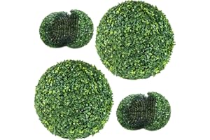 AILANDA 2 PCS 21 inch 8 Layers Artificial Plant Topiary Ball Outdoor UV Resistant Faux Boxwood Decorative Balls for Backyard, Balcony, Garden, Wedding Hanging and Home Décor (Dark Green)