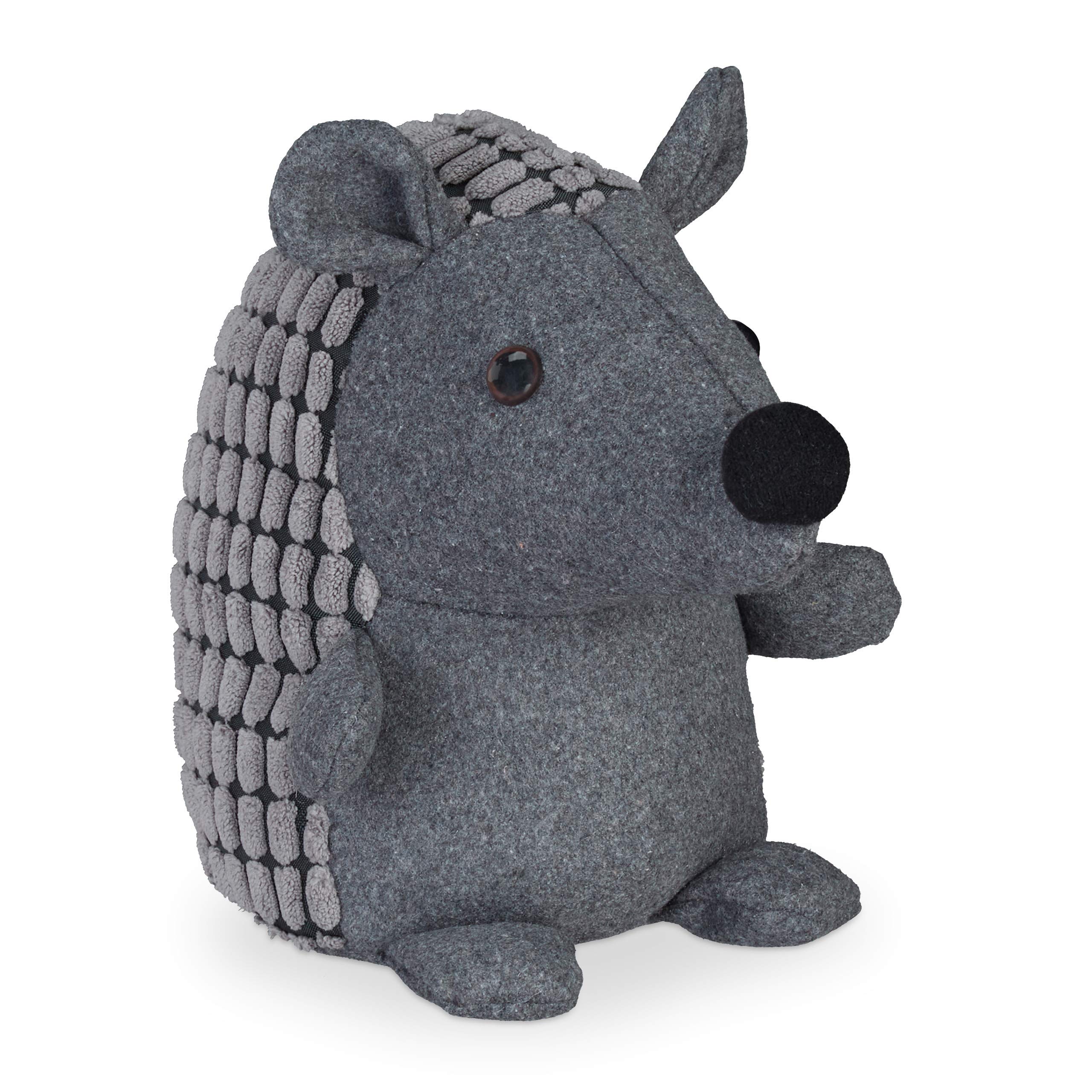 Relaxdays Hedgehog Door Stop, Fabric, for Floor, Heavy, Soft, Decorative Animal Doorstopper, 20 cm Tall, Dark Grey