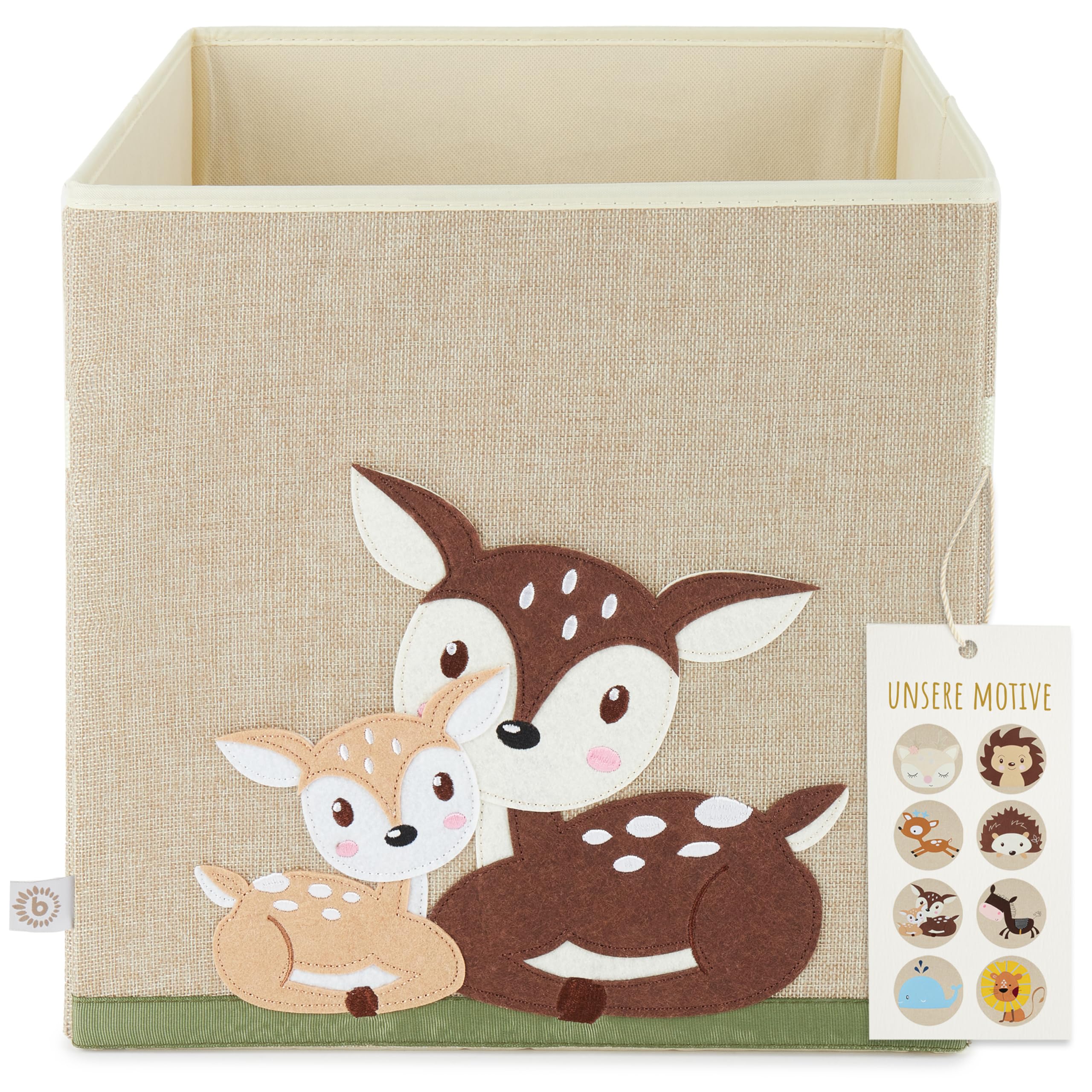 BIECO Kids Deer Storage Box | Children's Room Storage | Kallax Shelf Insert, Foldable Toy Box, Baby Basket, Toy Chest, Children's Room