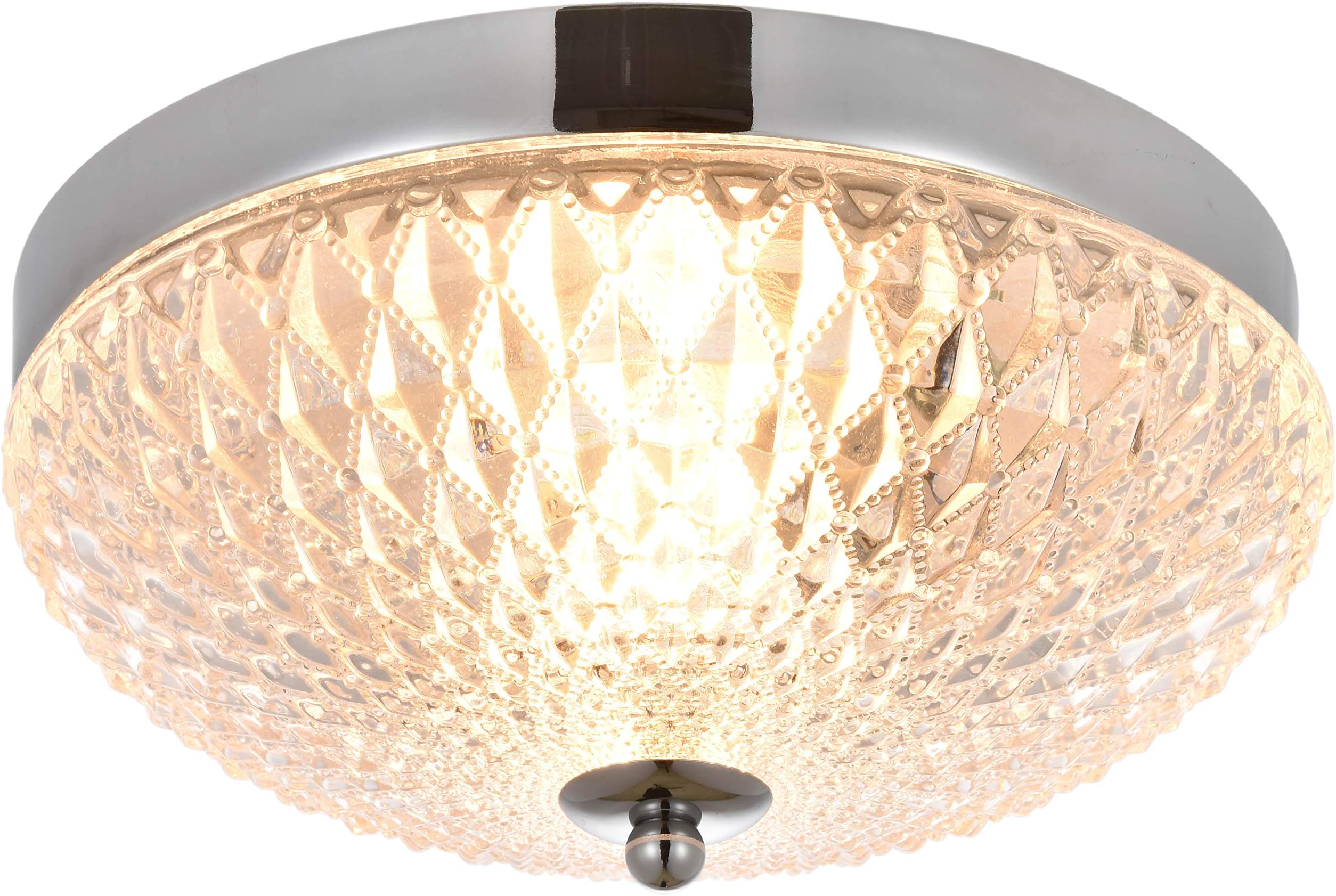 SOTTAE Modern Ceiling Light,Flush Mount 2-Light in Chrome with Glass Shade for Hallway Kitchen Bathroom Living Room
