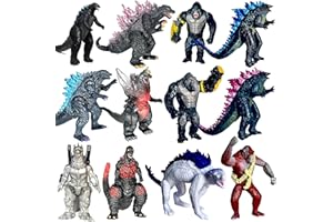 TwCare Set of 12 Godzilla x Kong: The New Empire, Dinosaur Dragon Toys Action Figures, Evolved Basic Exquisite Battle Roar B.E.A.S.T. Glove Shimo Frost Bite Mecha King Ghidorah Cake Toppers Pack