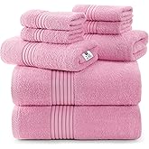 Utopia Towels 8 Piece Premium Towel Set, 2 Bath, 2 Hand, and 4 Washcloths, 100% Ring Spun Cotton, Highly Absorbent Towels for Bathroom, Sports, and Hotel, Pink