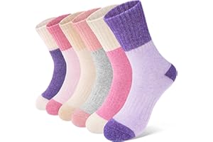 Anlisim Kids Merino Wool Hiking Socks Boys Girls Toddlers Thermal Winter Warm Boot Thick Cushion Gift Socks 6 Pairs