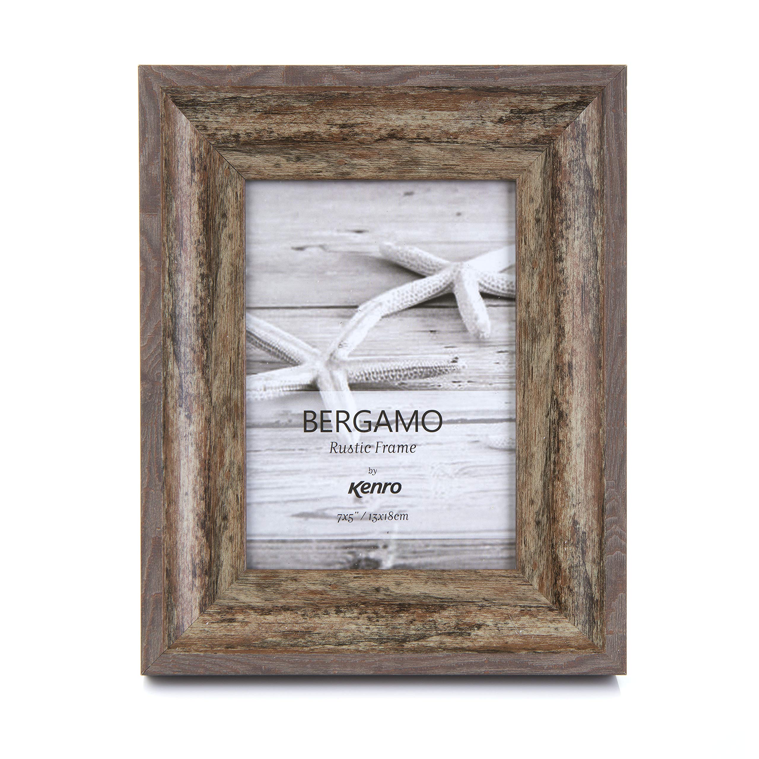 Kenro Bergamo Series Rustic Brown Wood Effect Photograph Frame 8x10 Inch / 20x25cm – BERG2025BN
