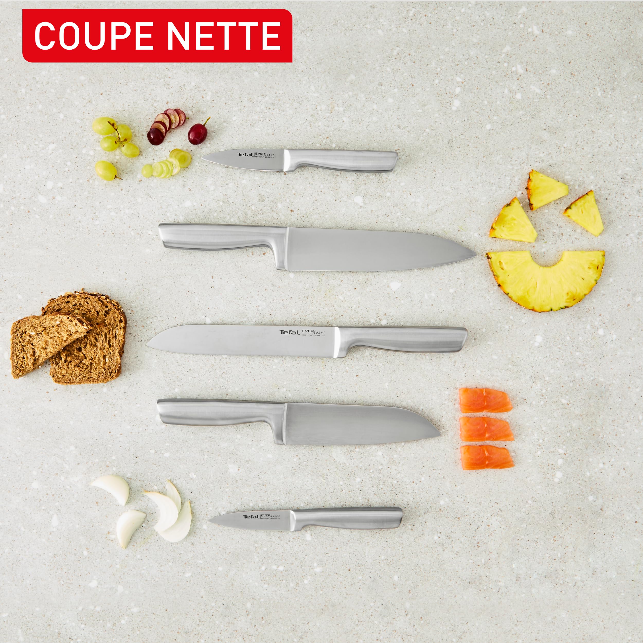 Tefal EverSharp Pro 5-teiliges Messer-Set mit selbstschärfendem Messerblock, patentierte Schärftechnologie, deutscher rostfreier Edelstahl, Schwarz, K2976S04 2
