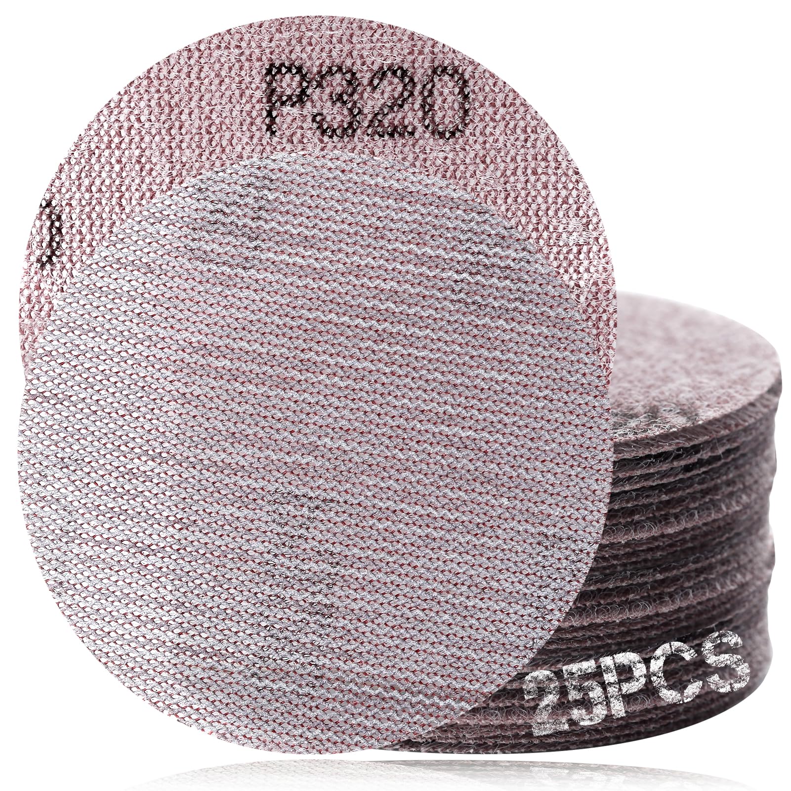 SPEEDWOX 3-Inch 320 Grit Aluminium Oxide Mesh Abrasive Dust Free Sanding Discs, Virtually Dust-Free, Box of 25, Compatible with Random Orbital Sander and Hand Sander