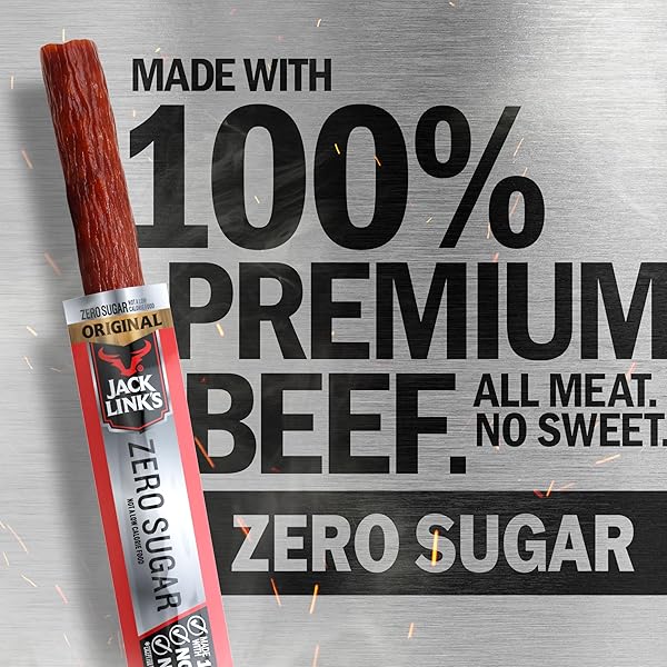 JACK LINK’S ORIGINAL ZERO SUGAR BEEF STICKS – (20 PACK) 0.92 OZ MEAT STICKS – READY TO EAT PROTEIN SNACKS – 5G PROTEIN PER SERVING – MADE WITH 100% REAL BEEF