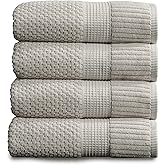 NY Loft 100% Cotton Bath Towel Set of 4 | Grey Towels | Oeko-TEX® Standard 100 | Soft & Absorbent, Quick-Dry Bath Towels | 30" x 52" | | Trinity Collection - Quiet Grey