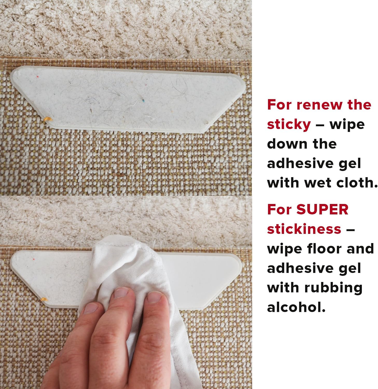Rug Grippers X-PROTECTOR – Best 12 pcs Anti Curling Rug Gripper. Keeps Your Rug in Place & Makes Corners Flat. Premium Carpet Gripper with Renewable Gripper Tape –Ideal Anti Slip Rug Pad for Your Rugs - - 