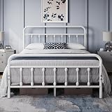 Yaheetech 4ft6 Double Bed Frame Vintage Iron with Storage White