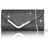 Larcenciel Clutch Purses for Women, Shiny Sequin Envelope Clutch Evening Bag with Chain, Fashion Sparkly Party Prom Purse