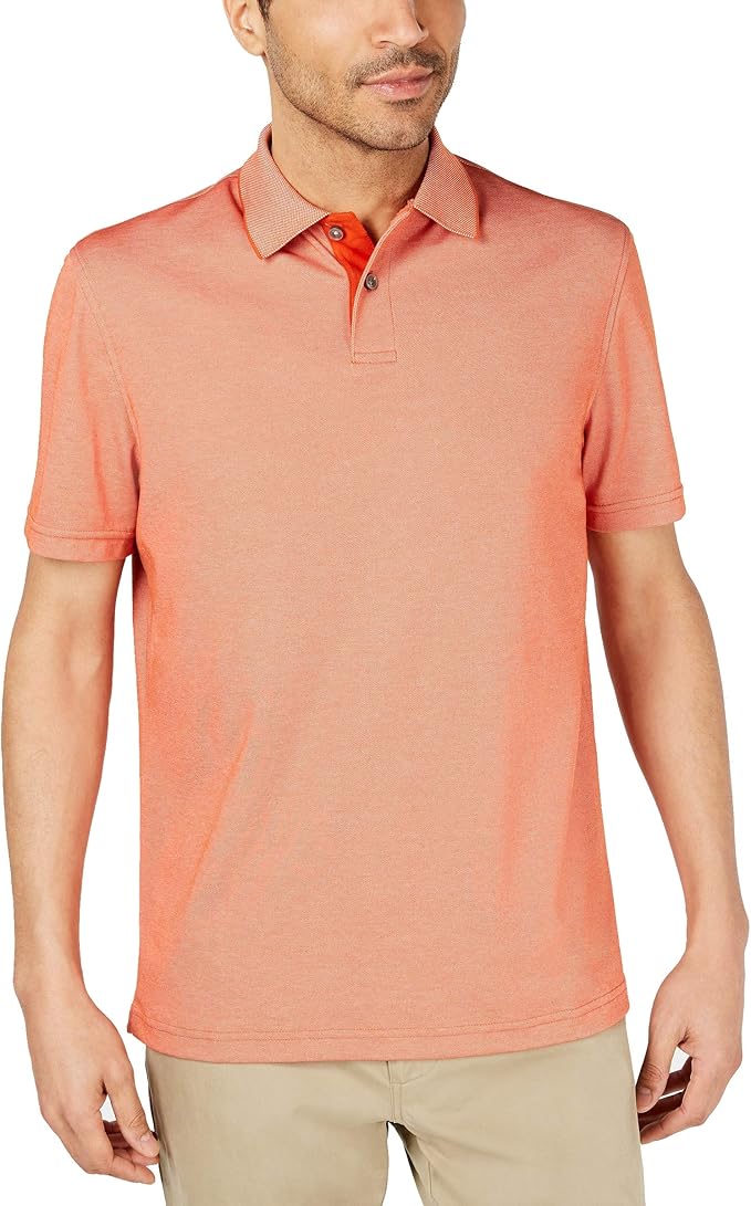 Tasso Elba Men's Supima Blend Cotton Polo Shirts, Orange, M at Amazon Menâs Clothing store
