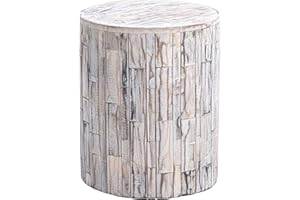 Amazon Aware FSC Certified Indoor/Outdoor Recycled Square Wood Tami Square Stool, Driftwood White