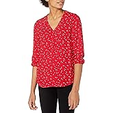 鶹 Essentials Womens 3/4 Sleeve Button Popover Shirt