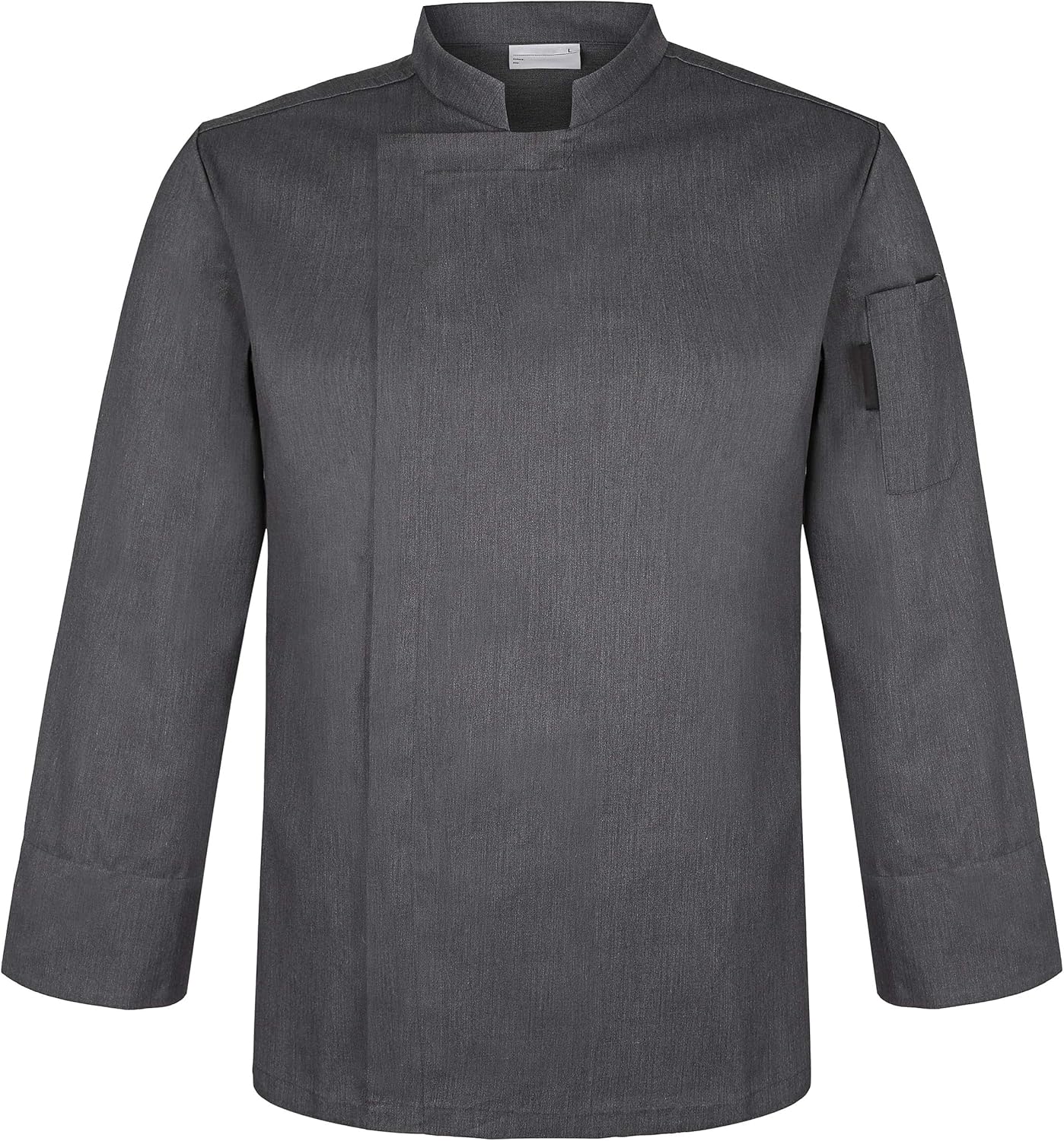 Long Sleeve Grey Chef Coat with Concealed Front Placket Work Jackets