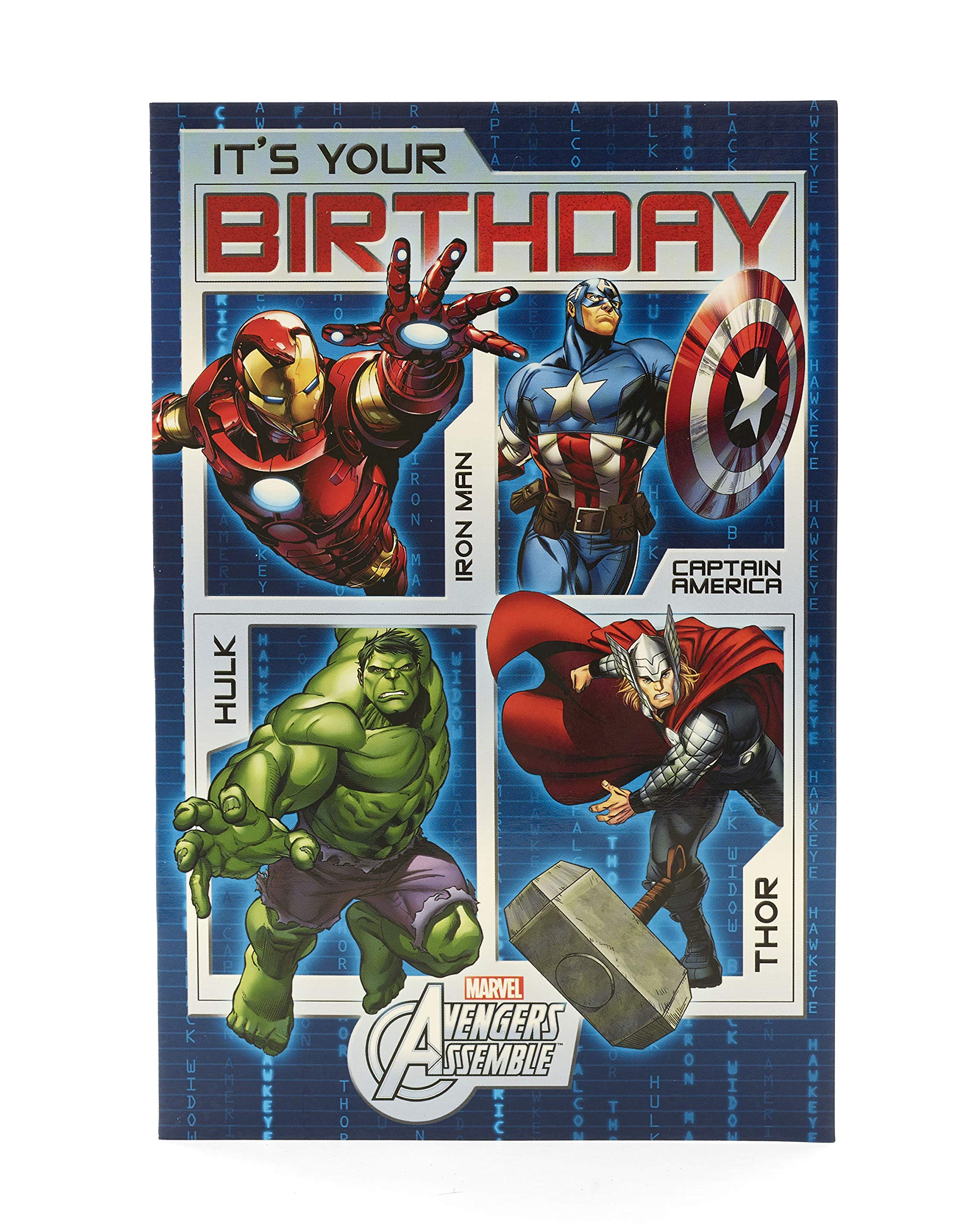 UK Greetings | Marvel The Avengers Birthday Card | Happy Birthday Gifts | Him, Boys, Men | Assemble And Celebrate Design | With Envelope | 15.5 x 23.5 cm