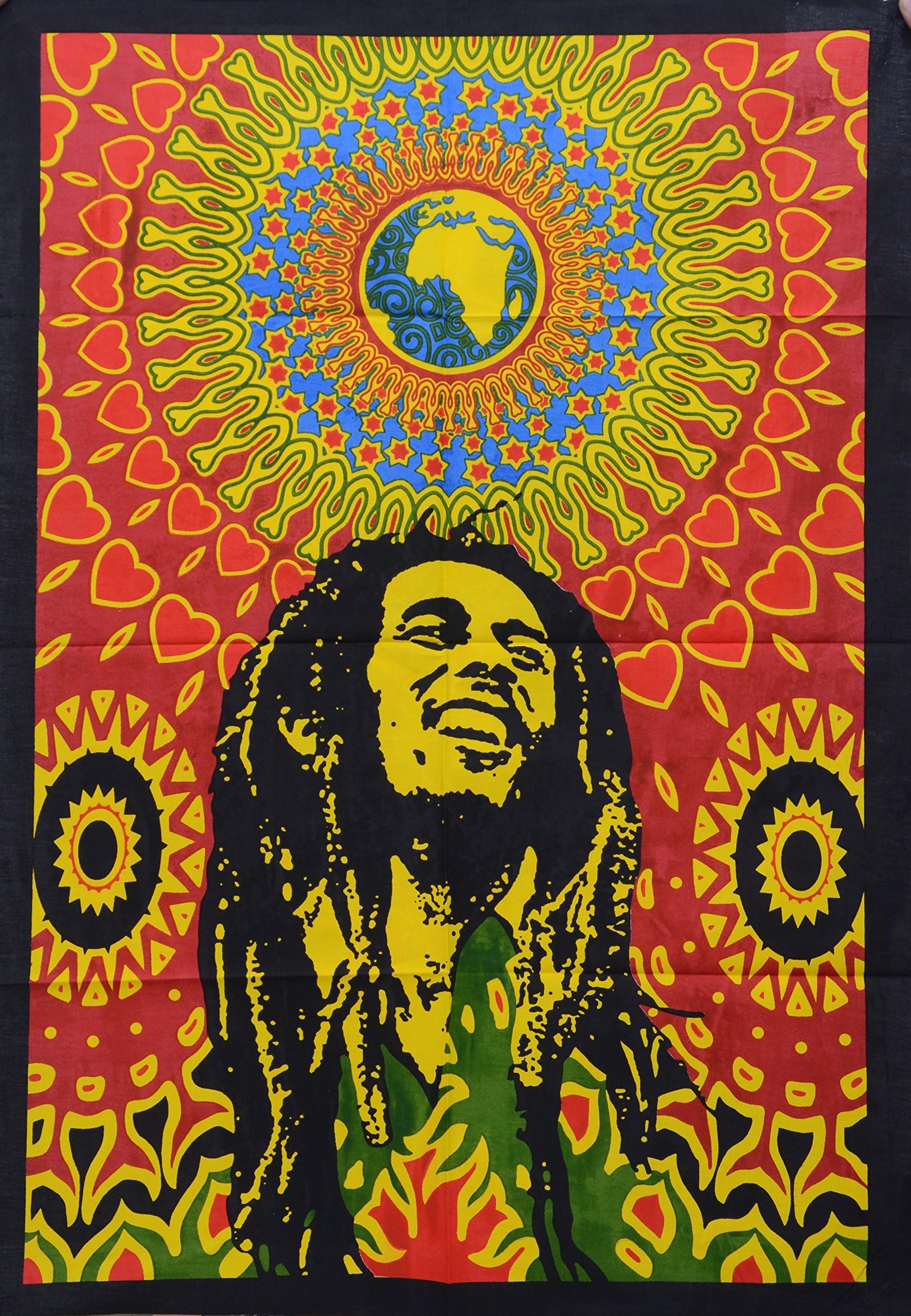 MERLINE Bob Marley Poster Single Tapestry Throw Decor Art Multi Colour Tapestry